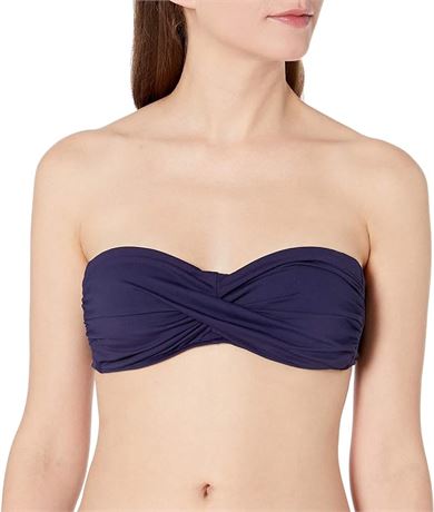 LRG - Anne Cole Womens Solid Twist Bandeau Bikini Swim Top, Navy