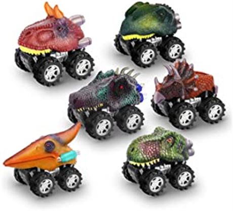 Wiki Dinosaur Pull Back Cars for Boys 6Pack