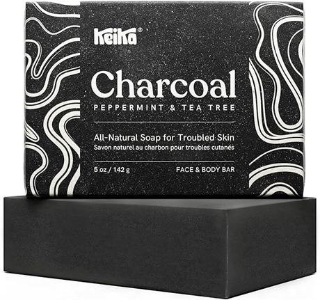 Keika Charcoal Black Soap Bar, 5 oz.