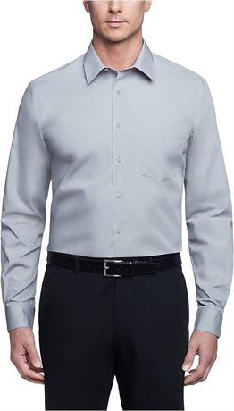XL - Van Heusen Mens Dress Shirt Regular Fit Poplin Solid, Grey Stone