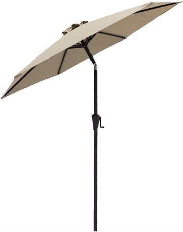 7.5 ft FLAME&SHADE Outdoor Market Patio Table Umbrella with Tilt, Taupe