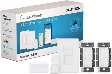 Lutron Caseta Deluxe Smart Switch Kit | Works with Alexa, Apple HomeKit