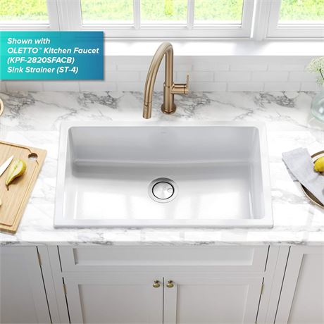 KRAUS Turino™ 30” Drop-in Undermount Fireclay Single Bowl Kitchen Sink