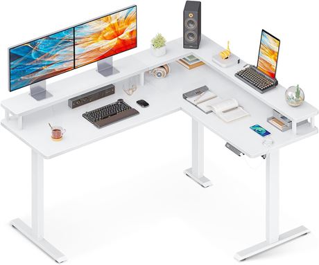 SIMILAR L Shaped Electric Standing Desk, 59" x 48" Stand Up Corner Desk READ!
