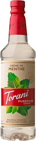 Torani Puremade Crème De Menthe Syrup, 750ml PET Bottle