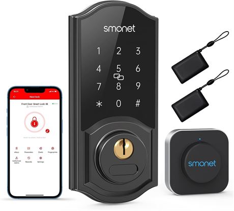 SMONET WiFi Door Lock, Remote Control Smart Deadbolt, Digital Electronic Keyless
