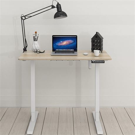 SHW 102 cm Electric Height Adjustable Sit Stand Desk with Hanging Hooks
