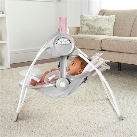 Ingenuity Comfort 2 Go Compact Portable 6-Speed Baby Swing with Music, Folds