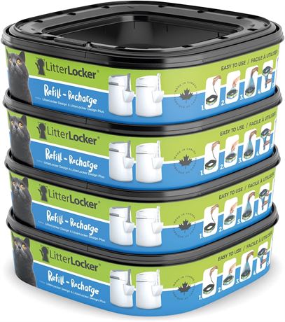 LitterLocker Cat Litter Disposal System Refills, (Pack of 4)