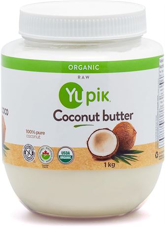 Yupik Organic Coconut Butter, 1 kg, No Sugar Added Gluten-Free, Creamy Healthy