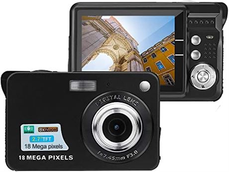 Acuvar 18MP Megapixel Digital Camera with 2.7" LCD Screen, Rechargeable Battery