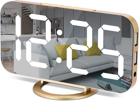 Digital Alarm Clock,7 in LED Mirrored Clocks Large Display