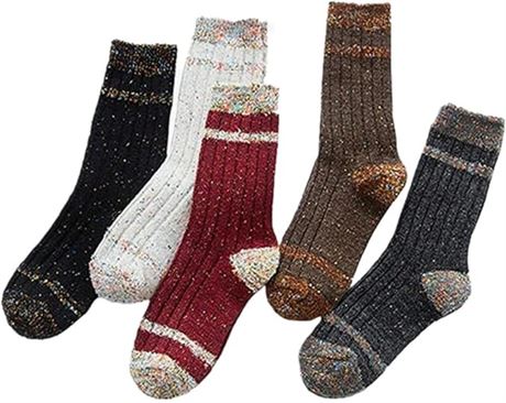 5 Pack Pile Heap Socks for Women Winter Warm Knitted Shiny Leg Warmer Boot Socks