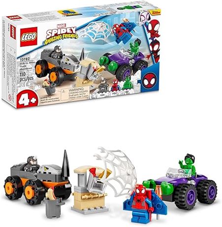 Lego Marvel Hulk vs. Rhino Monster Truck Showdown, 10782 Toy for Kids