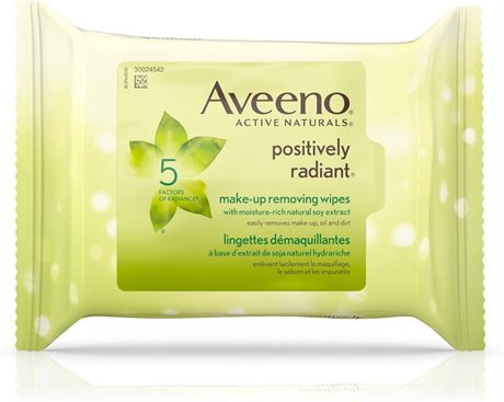 Aveeno Make Up Removing Wipes, Positively Radiant Facial Cleansing Wipes