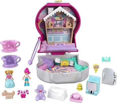 Polly Pocket Candy Cutie Gumball Compact, Gumball Theme with Micro Polly & Margo