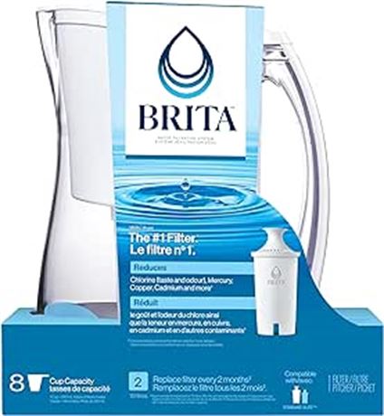 Brita 8 Cup Filter Pitcher with Indicator 151 Litres, Marina, White