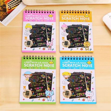 Kids 10 Pages Book Colorful Scratch Note Sketchbook Paper Graffiti DIY Coils