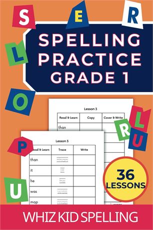 Spelling Practice Grade 1: 36 Lessons with 228 Words to Learn to Spell, Trace...