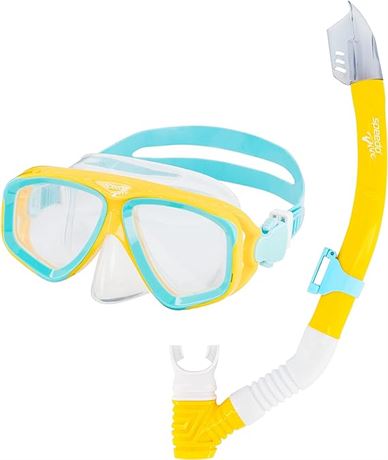 Speedo Unisex Junior Adventure Swim Mask & Snorkel Set, Spectra Yellow/Clear