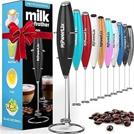 PowerLix Milk Frother Handheld Battery Operated Electric Foam Maker for Coffee
