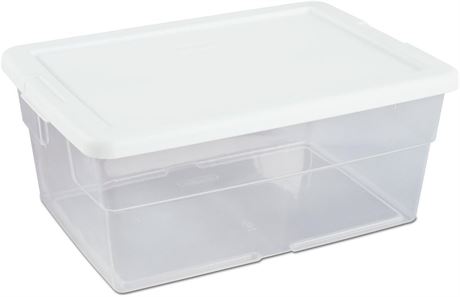 Pack of 9 16-Quart Sterilite Storage Box, White Lid with See-Through Base