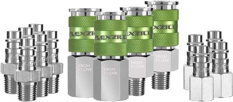 14 Piece Flexzilla A53458FZ Pro High Flow Coupler and Plug Kit, 1/4" Npt