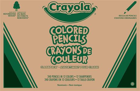 Crayola Colored Pencils Classpack (240 Ct), Bulk Classroom Supplies, Colored