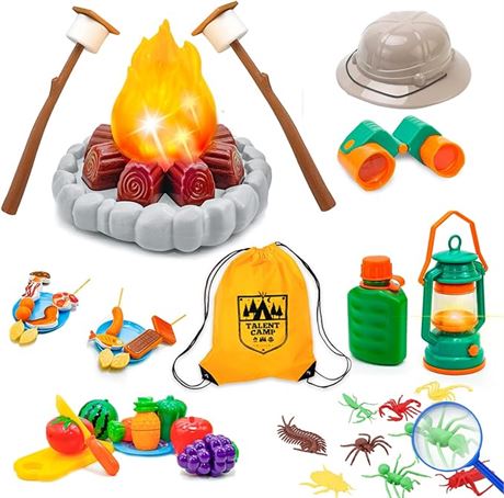 Camping Toys for Kids - Pretend Campfire for 3 4 5 6 7 Year Old Boys Girls