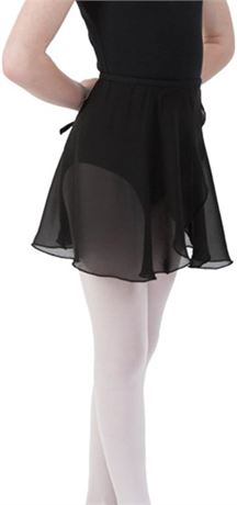 SMALL - EASTBUDDY Ballet Skirt Chiffon Wrap Dance Skirt for Women & Girls, Black