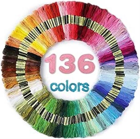136pcs LOVIMAG Premium Rainbow Colorful Embroidery Floss with Cotton