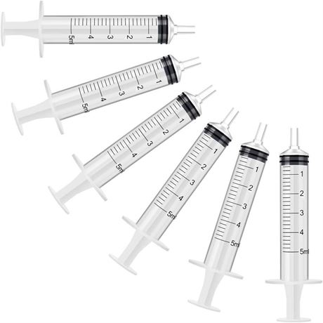 RUIZHE 6 Pack, 5ml Plastic Syringe with No Needle