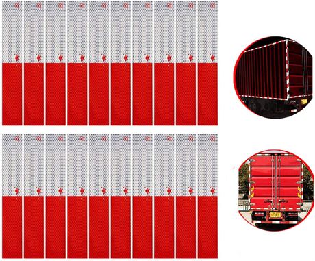 KURAMI Red White Micro Prismatic Sheeting Reflective Tape 2" X 12' Waterproof