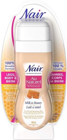 Nair Au Naturel Roll-On Sugar Wax for Dry & Sensitive Skin with Milk and Honey