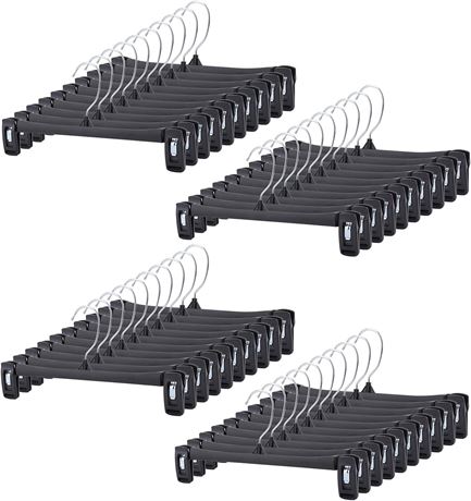 40 Pack Tosnail 12 Inch Black Plastic Skirt Pants Clothes Hangers with Non-Slip