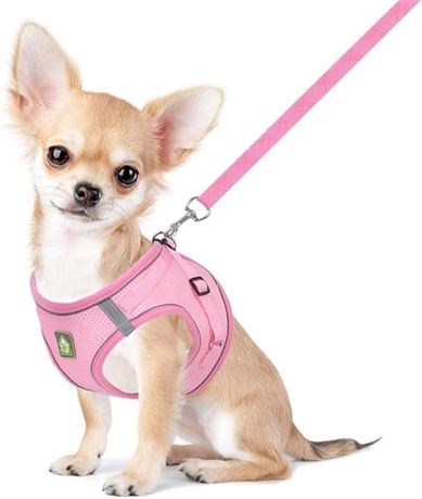 MED - FEimaX Dog Harness and Leash Set, No-Pull Breathable Soft Mesh Puppy Vest