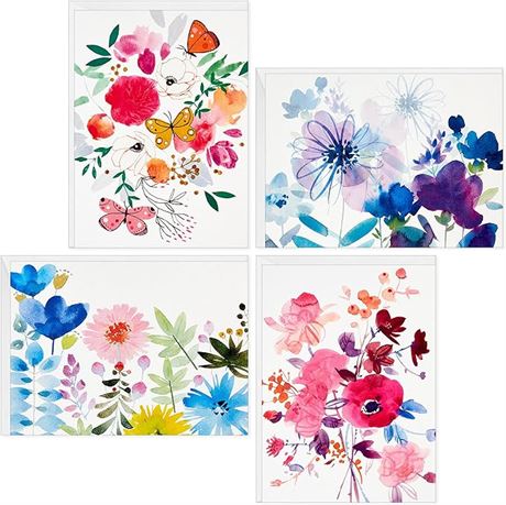 Hallmark Blank Cards Assortment, Painted Flowers (48 Cards with Envelopes)