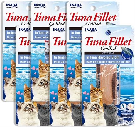 Premium Hand-Cut Grilled Tuna Fillet Cat Treats, 6 Pack,0.52 Ounces Each
