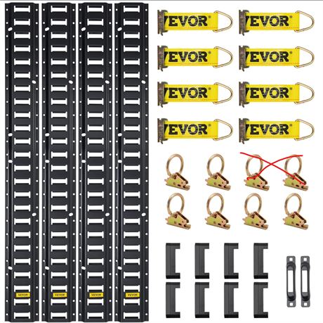 VEVOR E Track Tie-Down Rail Kit, 30PCS 5FT E-Tracks Set Includes 4 Steel Rails