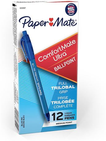 Paper Mate ComfortMate Retractable Ballpoint Pens, Medium Point (1.0mm), Blue