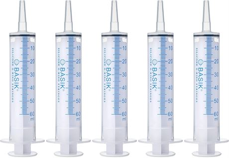 BASIK 60ml Enteral Feeding Syringe Cath Tip | 60cc Syringe | REUSABLE Silicone