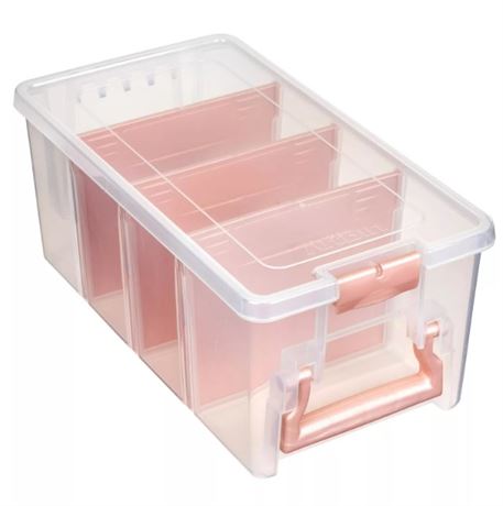 Semi Satchel Portable Craft Organizer with 3 Dividers - Clear Plastic Storage..