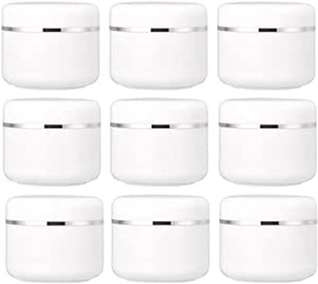 50ml Empty White Silver Edge Plastic Jar with Screw Lid (Pack of 20)