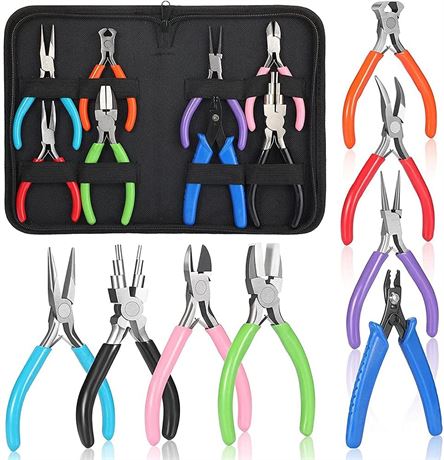 8 Pieces Jewelry Making Pliers Tool Kit