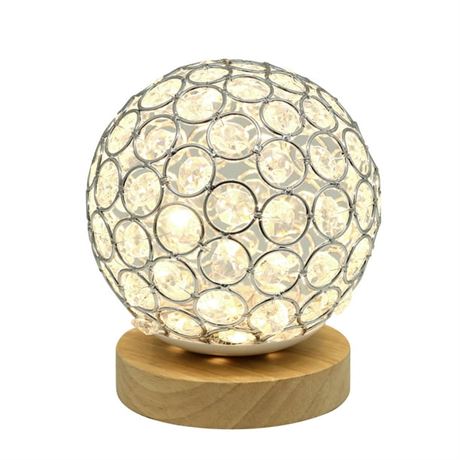 Silver Crystal Table Lamp Night Light Ball Modern Bedside Lamp Ball for Living