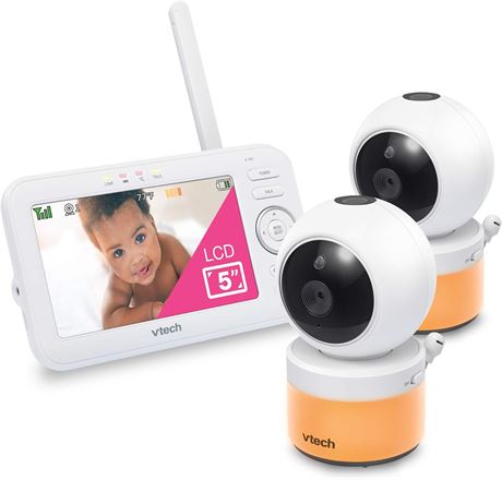 VTech LM918-2W Video Baby Monitor with 5" Screen, Pan Tilt Zoom, Sound Activated