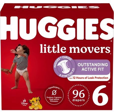 Huggies Little Movers Baby Disposable Diapers size 6, 96 count