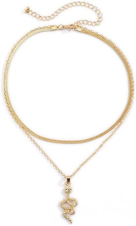 Mesnt Layered Necklaces for Women, Dainty Layered Necklaces for Women Snake