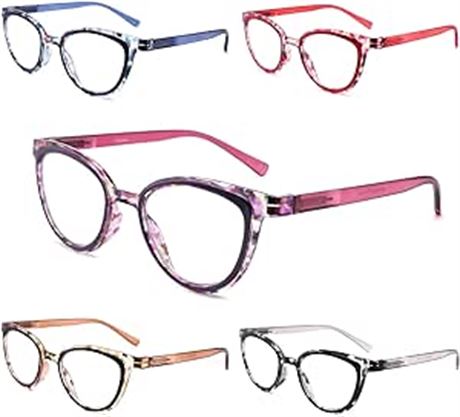 Readers 2.0 Yuluki 5 Pack Reading Glasses Blue Light Blocking,Fashion Womens