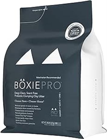 26.2 LB Boxiecat Pro Deep Clean, Scent Free, Probiotic Clumping Cat Litter